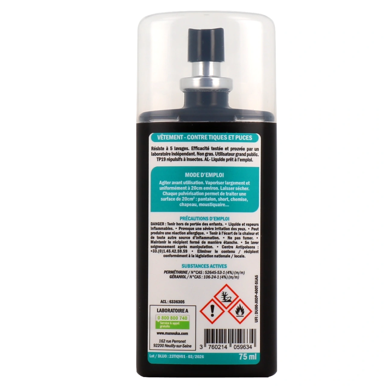 Manouka Spray Vêtements Anti-Tiques et Puces - Vue 3