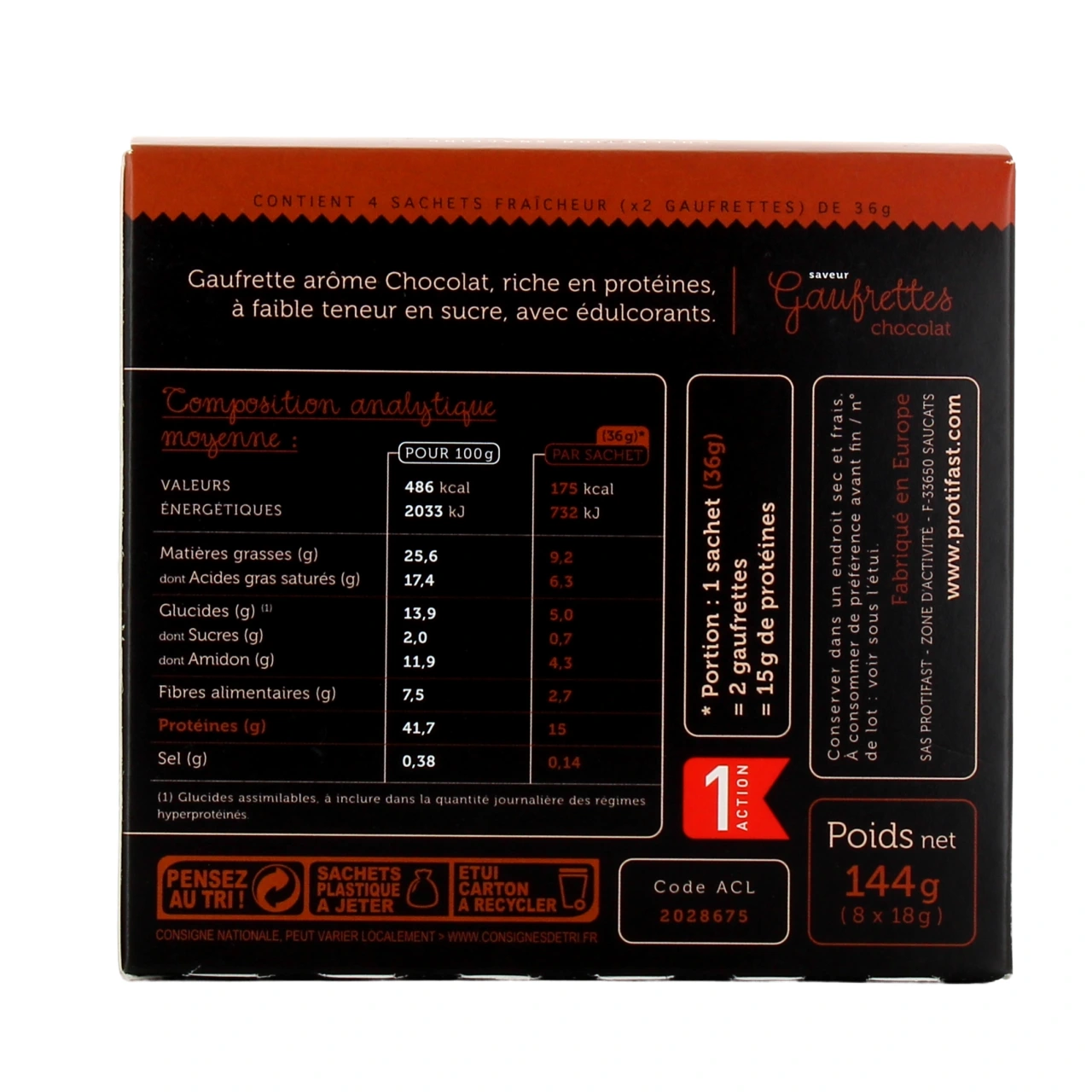 Protifast En-Cas Gaufrettes Chocolat - Vue 3
