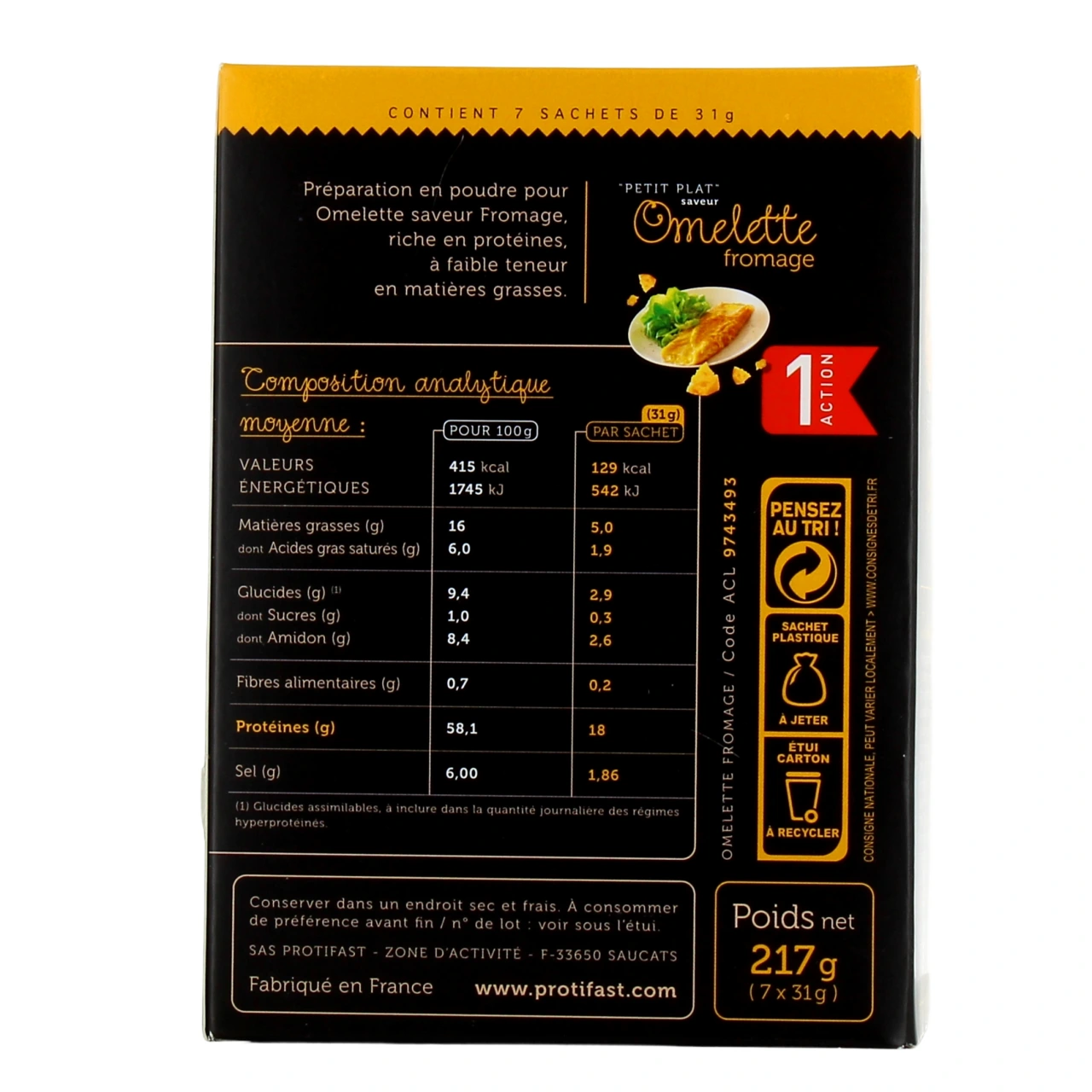 Protifast Omelette Fromage - Vue 3