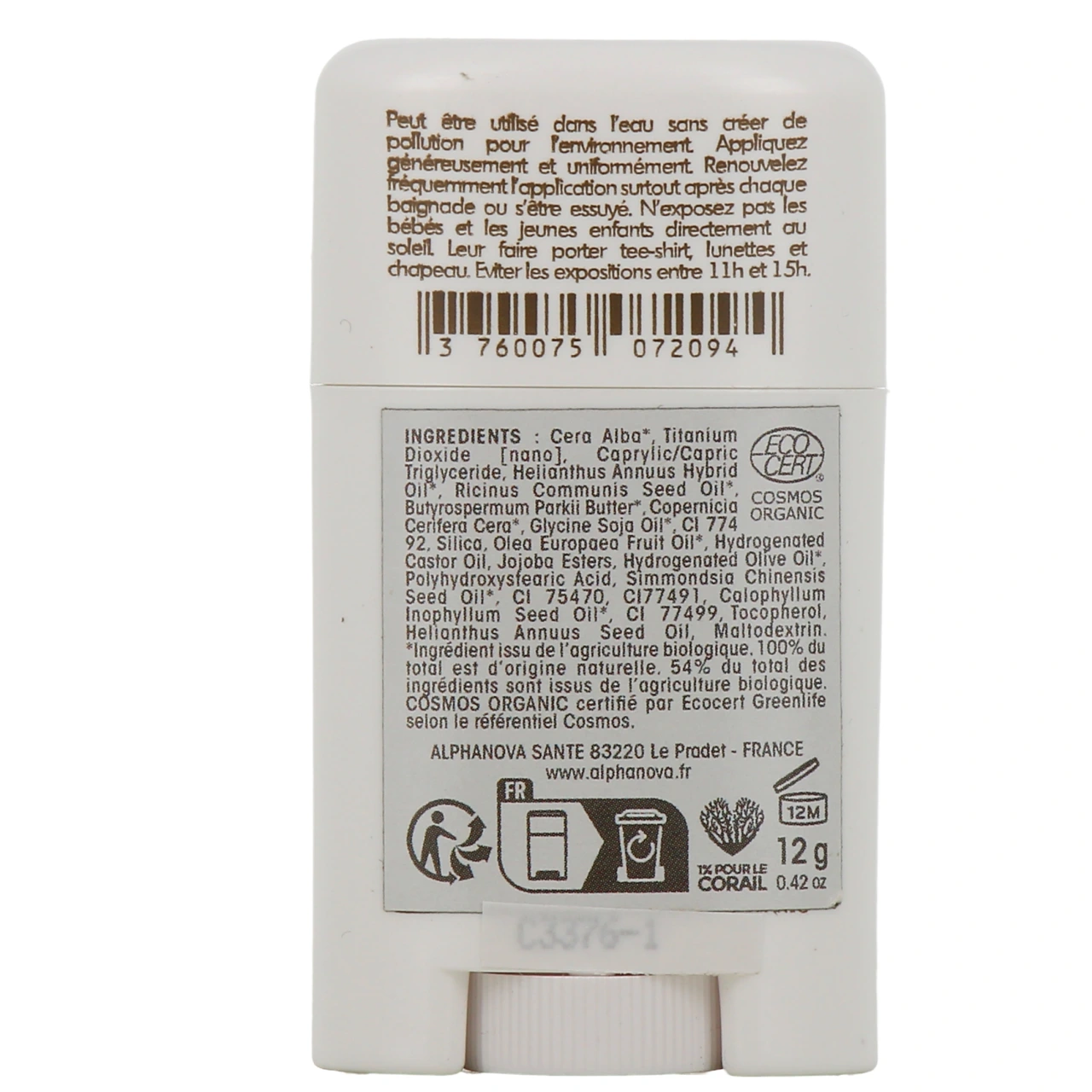 Alphanova Sun Stick Solaire Bio SPF 50+ - Vue 3