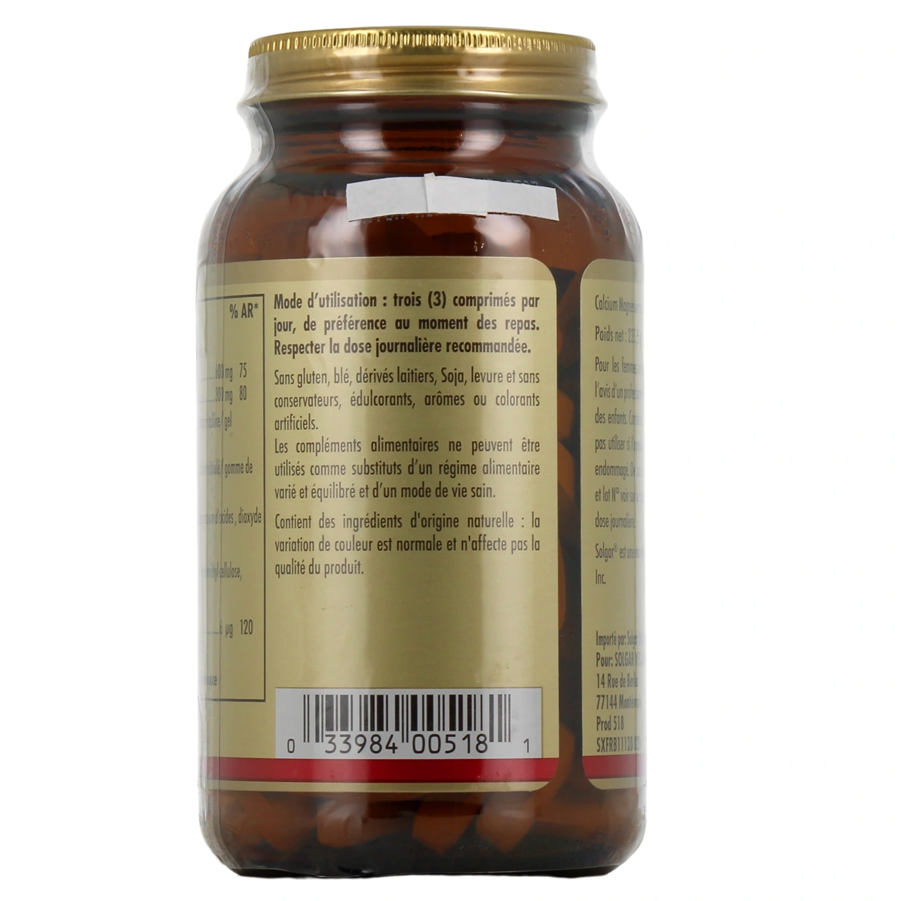 Solgar Calcium Magnésium avec Vitamine D3 - Vue 3