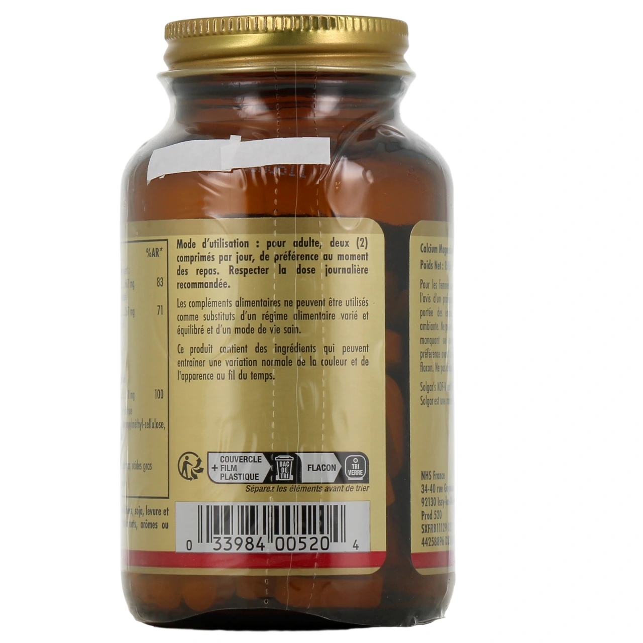 Solgar Calcium Magnésium Plus Zinc - Vue 3