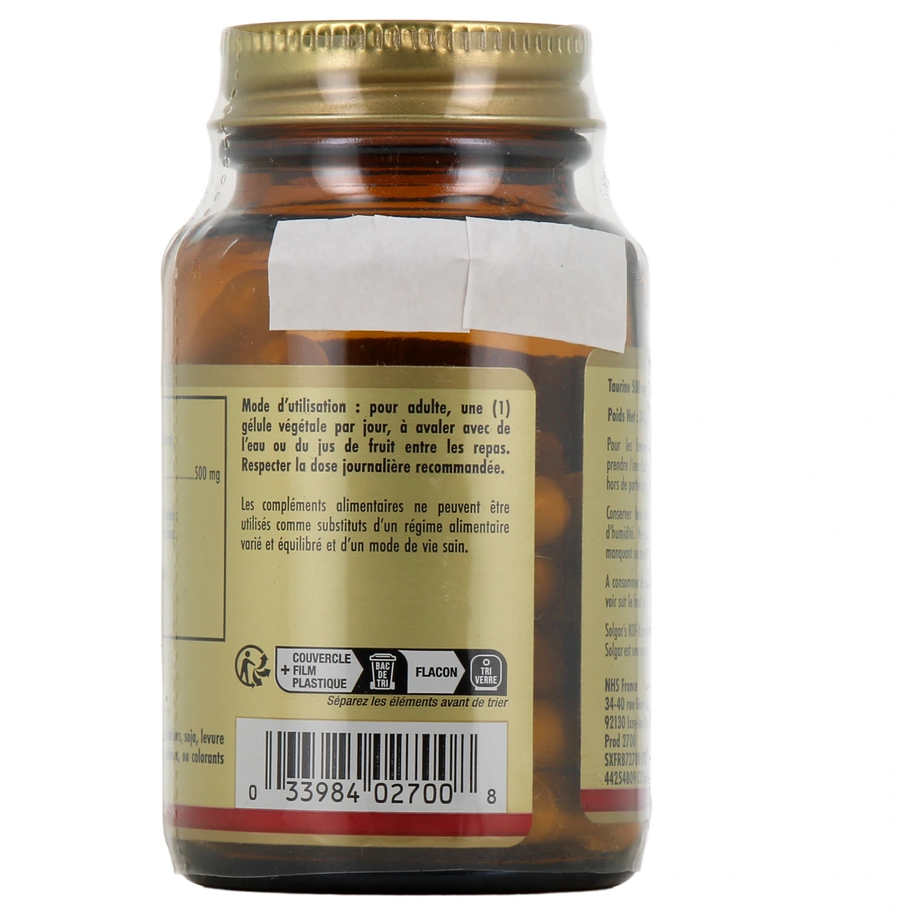 Solgar Taurine 500mg - Vue 3