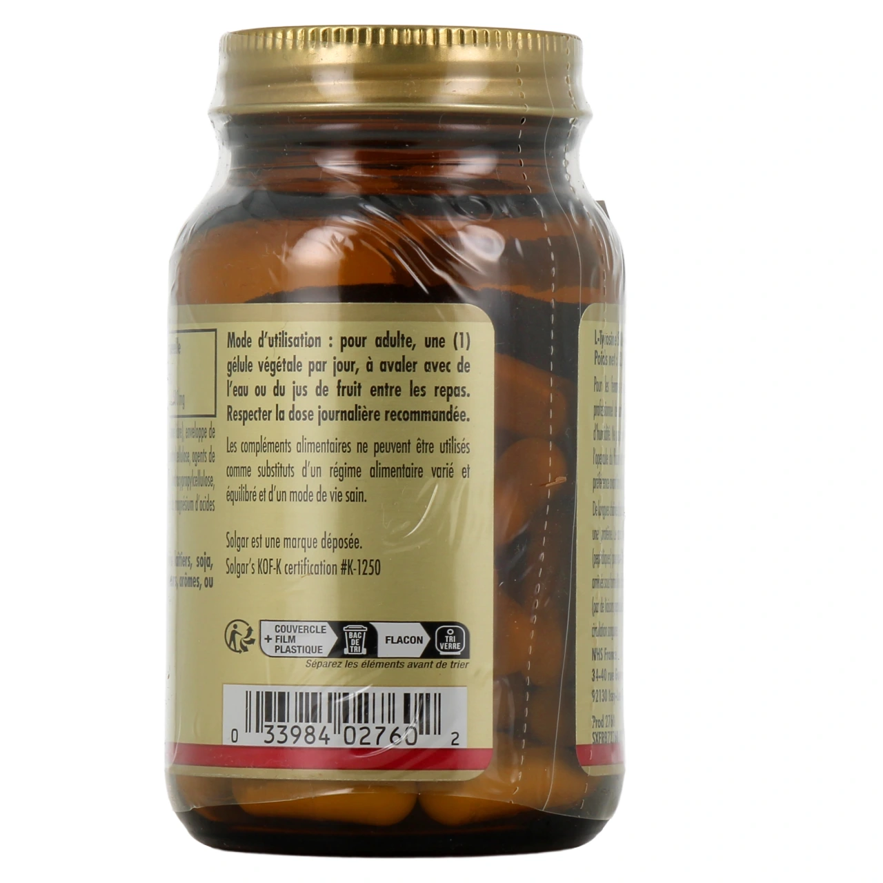 Solgar L-Tyrosine 500mg - Vue 3
