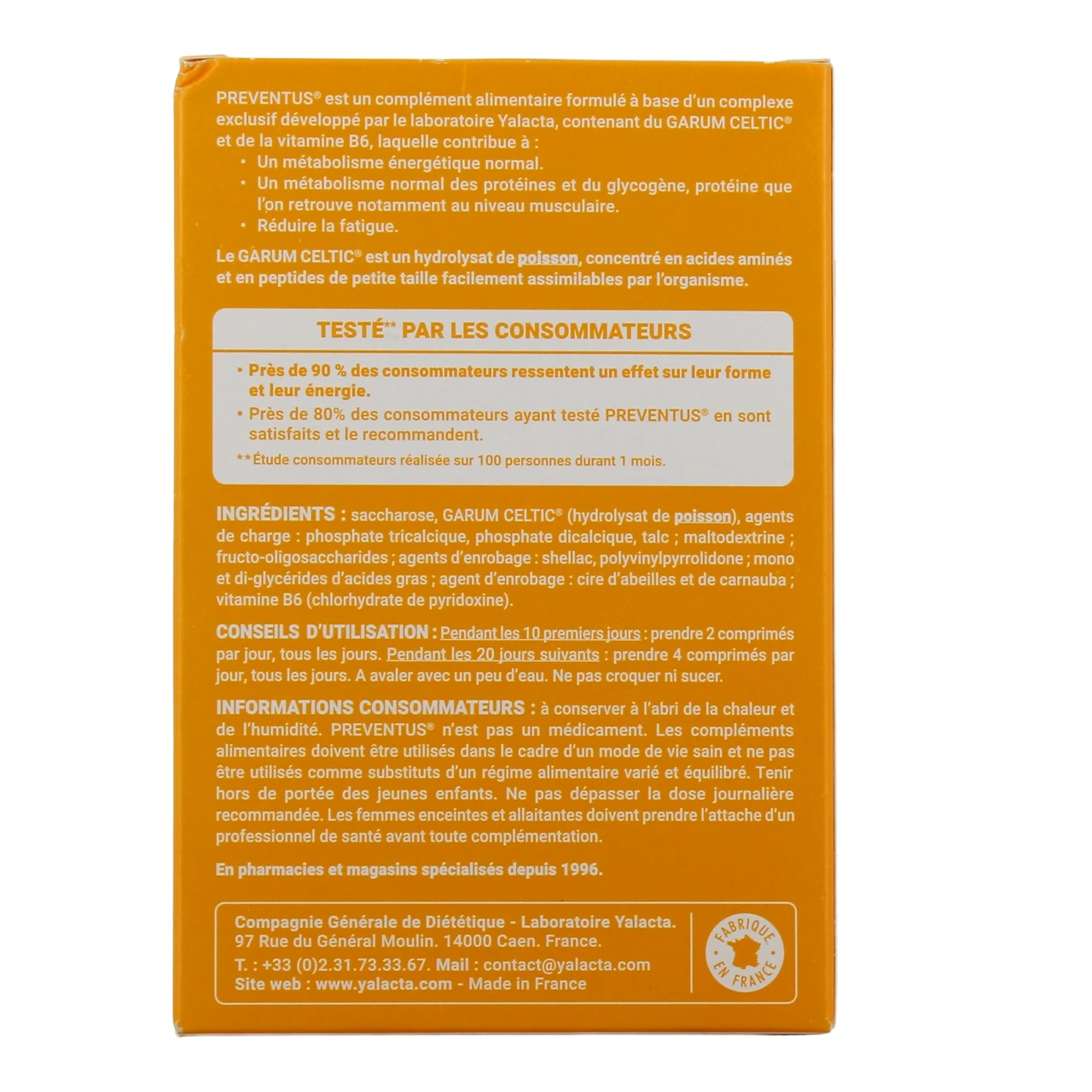 Yalacta Preventus Tonus et Vitalité - Vue 3
