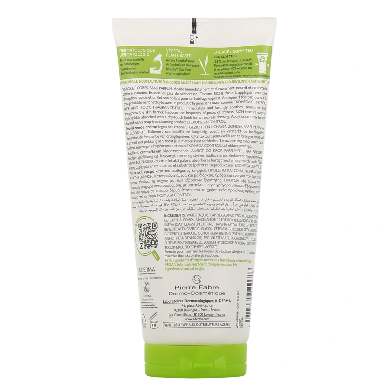 A-Derma Exomega Control Crème Emolliente Anti-Grattage - Vue 3
