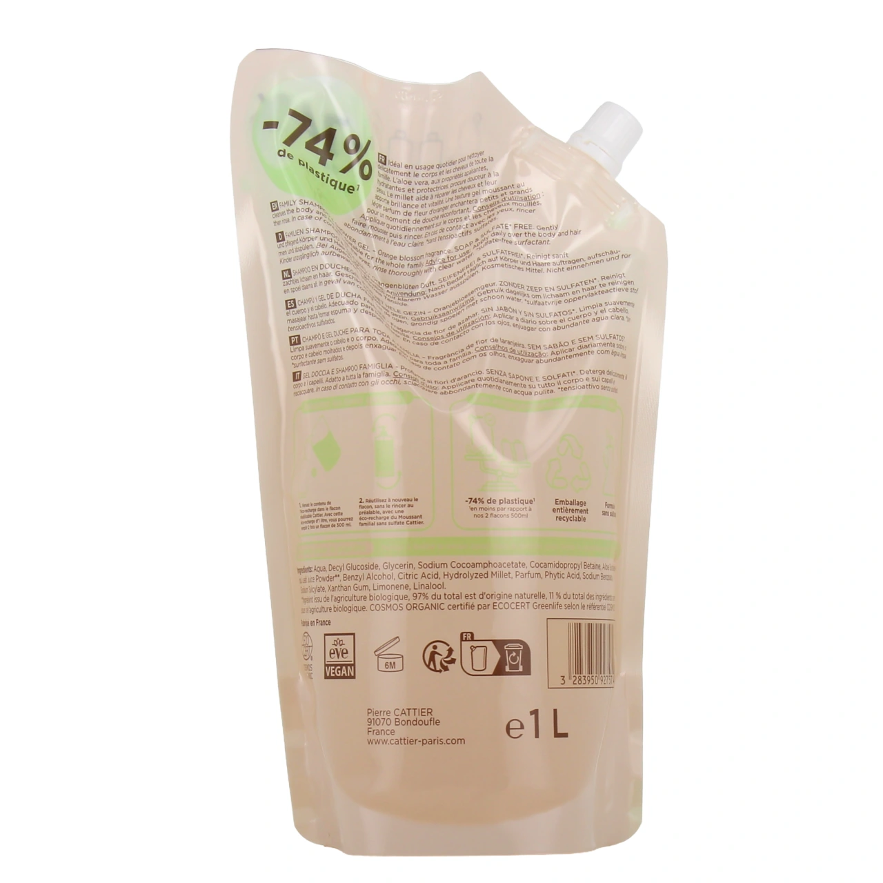 Cattier Gel Moussant Familial Bio Corps et Cheveux Sans sulfate - Vue 6