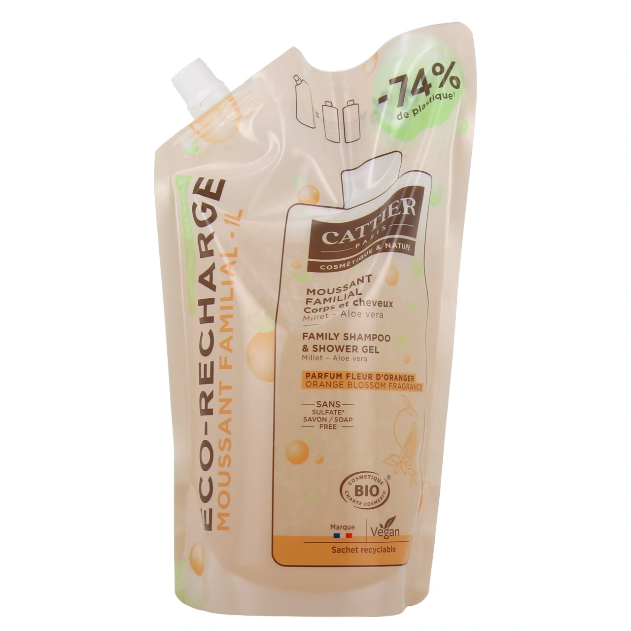 Cattier Gel Moussant Familial Bio Corps et Cheveux Sans sulfate - Vue 5