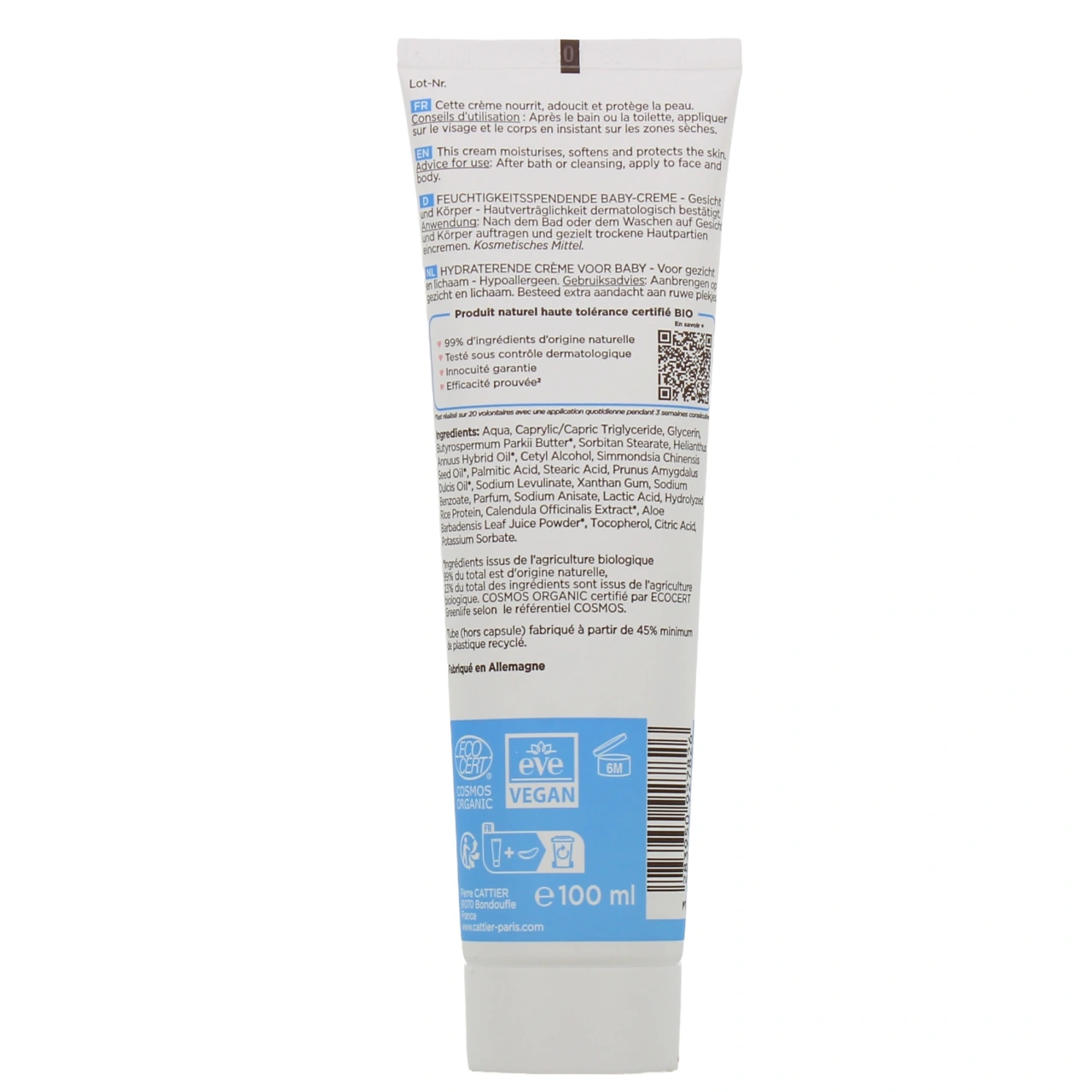 Cattier Bébé Crème Hydratante Bio - Vue 3