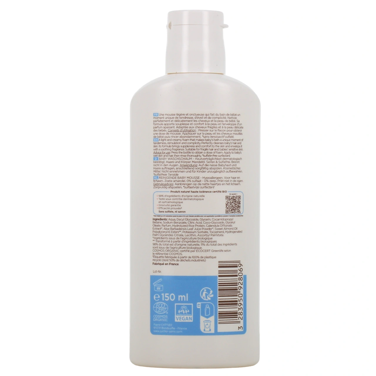 Cattier Bébé Mousse Lavante Bio Cheveux et Corps - Vue 3