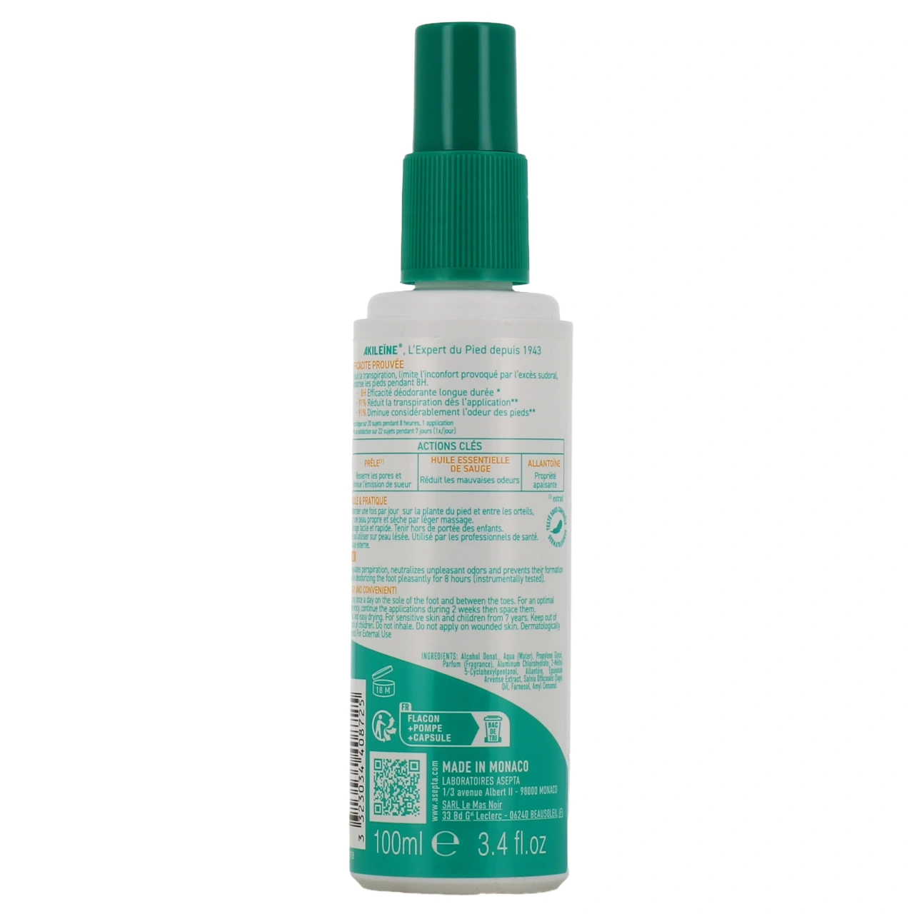 Akileïne Déodorant Actif Solution Anti-transpirante - Vue 3