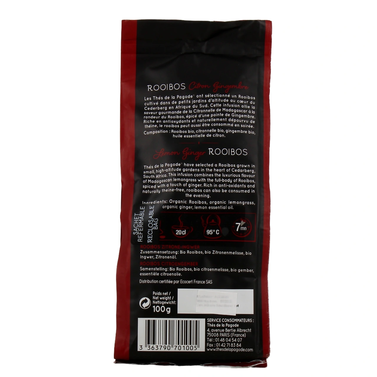 Thés de la Pagode Rooibos Citron Gingembre Bio - Vue 12