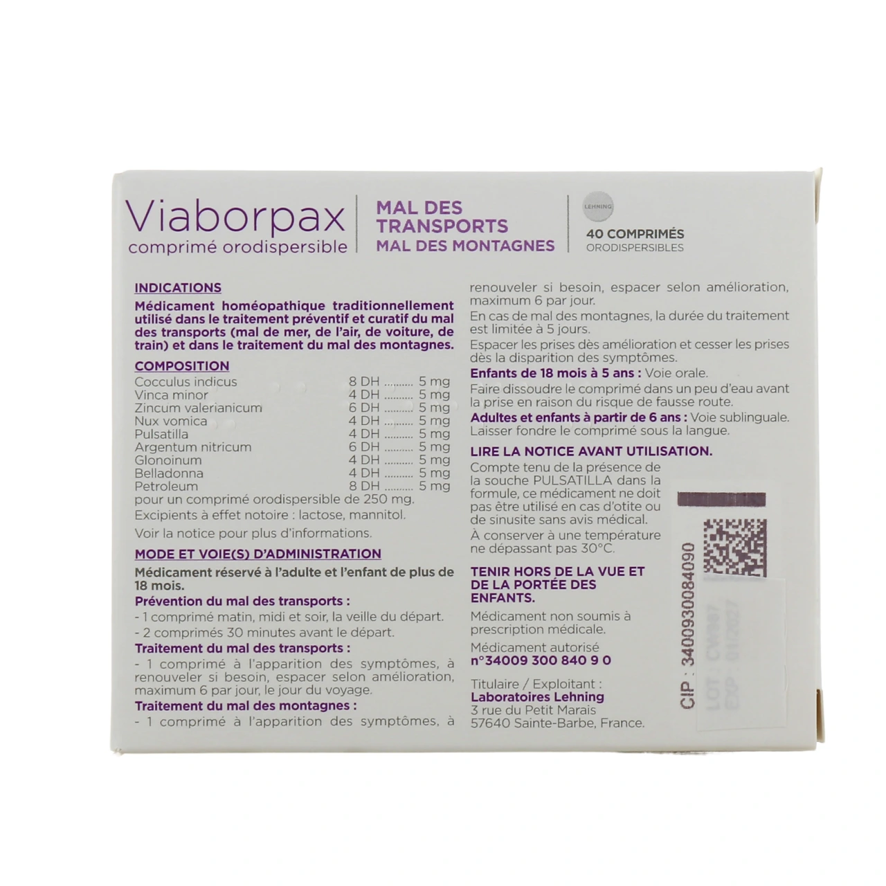 Lehning Viaborpax Mal des Transports - Vue 3