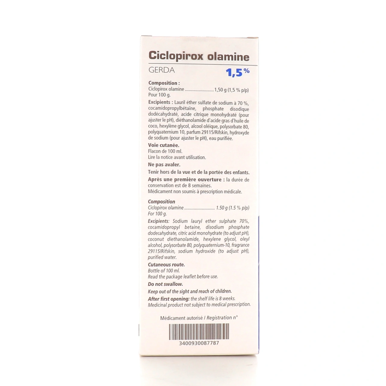 Ciclopirox Olamine Shampooing - Vue 7