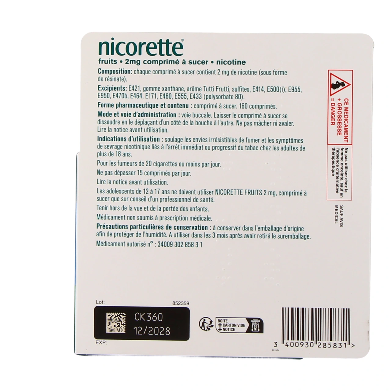 Nicorette 2 mg Comprimés à Sucer - Vue 5