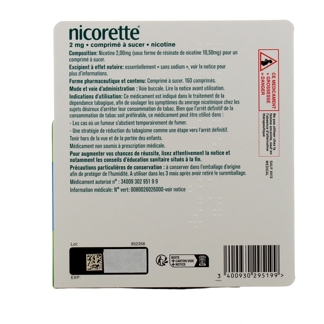 Nicorette 2 mg Comprimés à Sucer - Vue 8