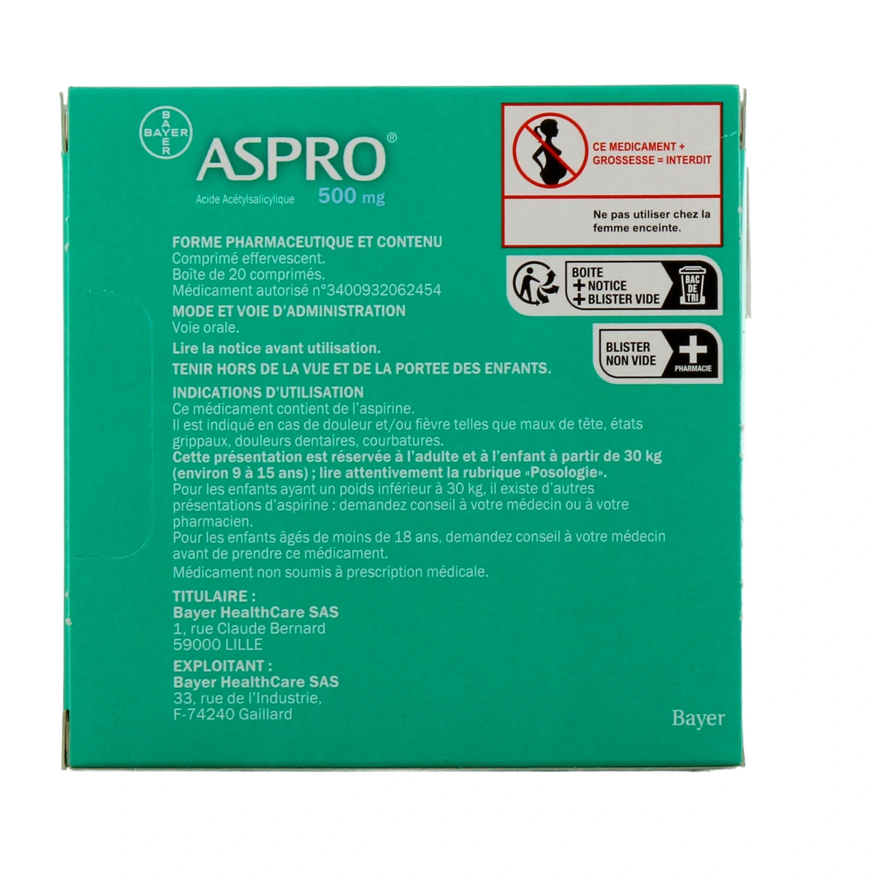 Aspro 500 mg - Vue 3
