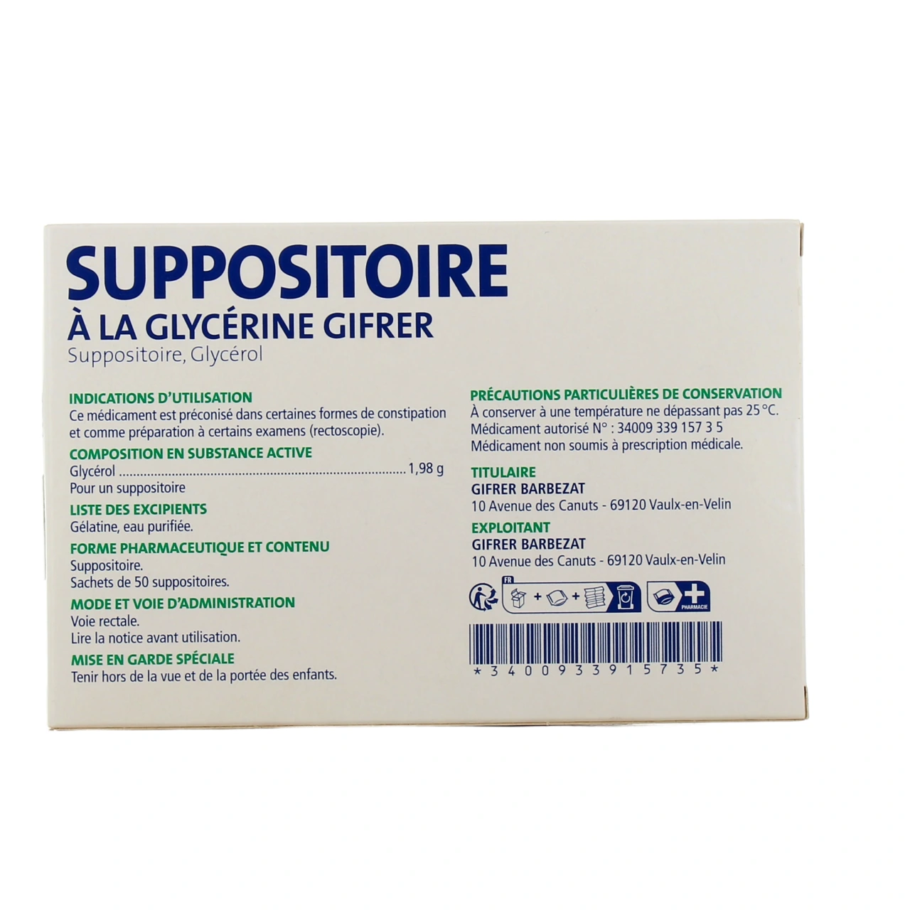 Gifrer Suppositoires à la Glycérine - Vue 8
