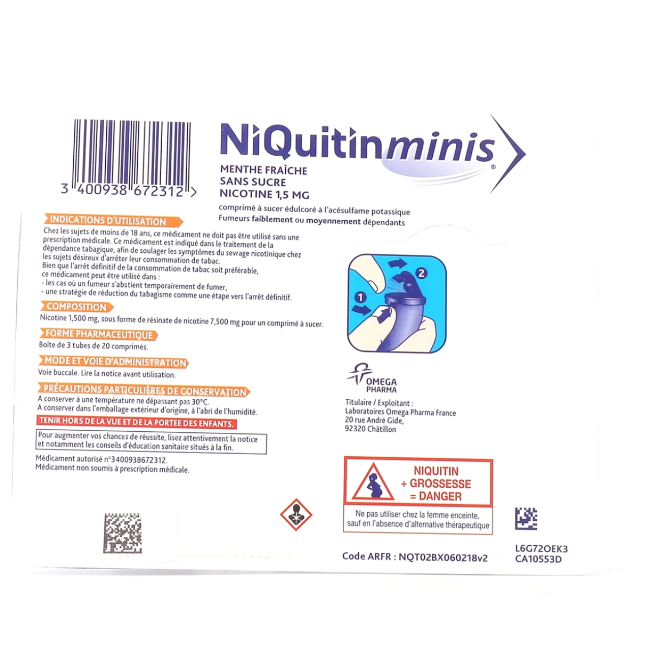 Niquitin Minis 1,5 mg Sans sucre - Vue 2