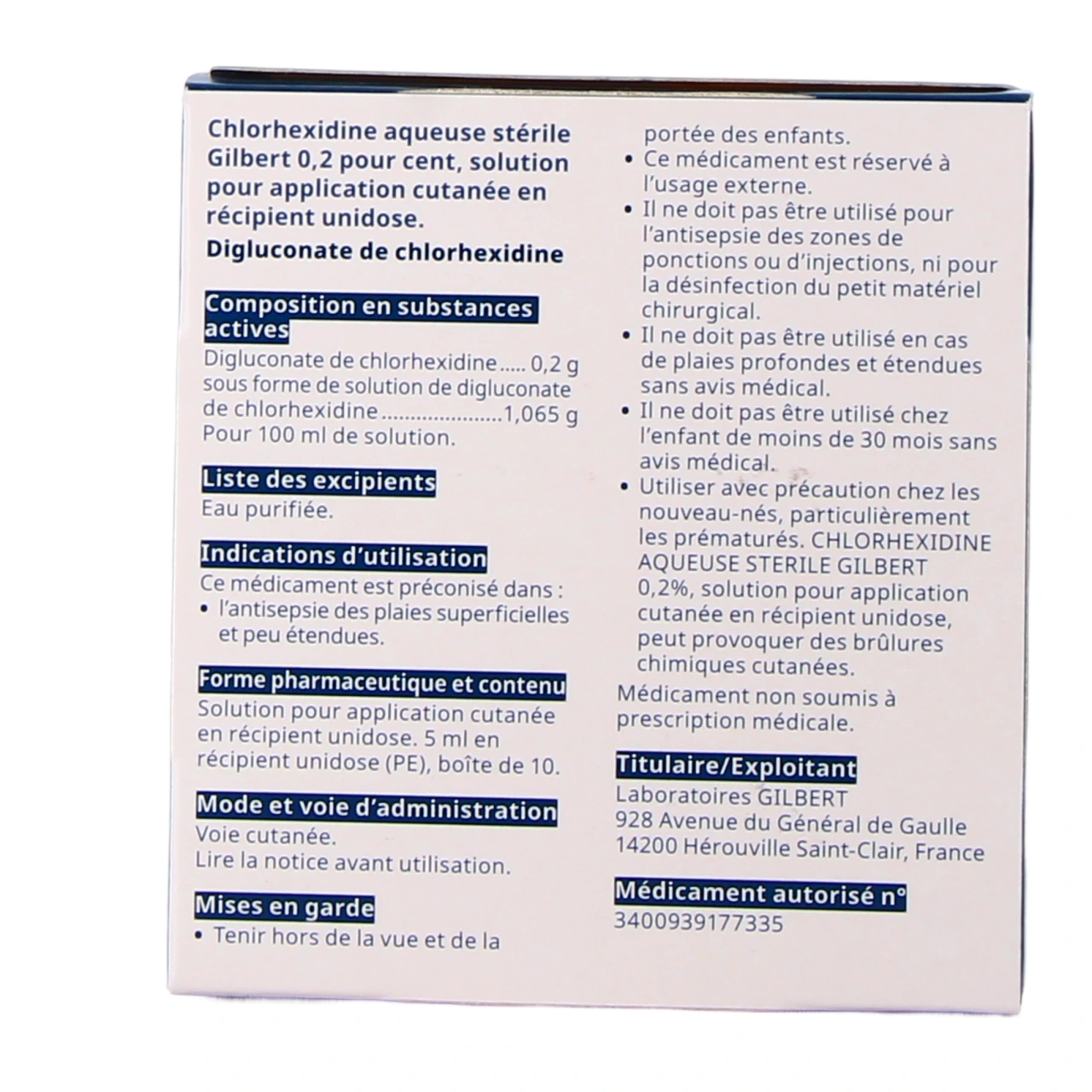 Gilbert Chlorhexidine Aqueuse 0,2% - Vue 3