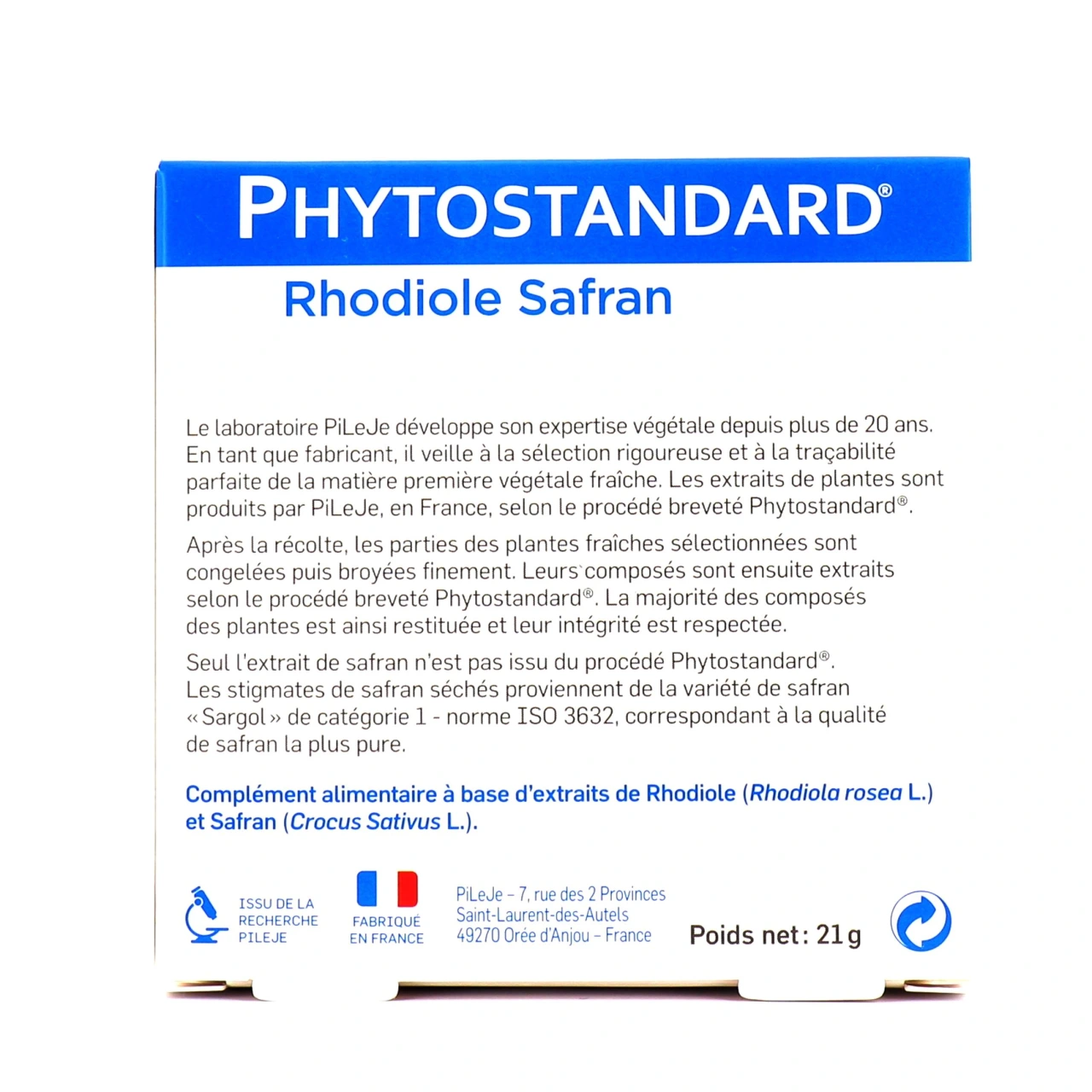 Pileje Phytostandard Rhodiole Safran - Vue 2