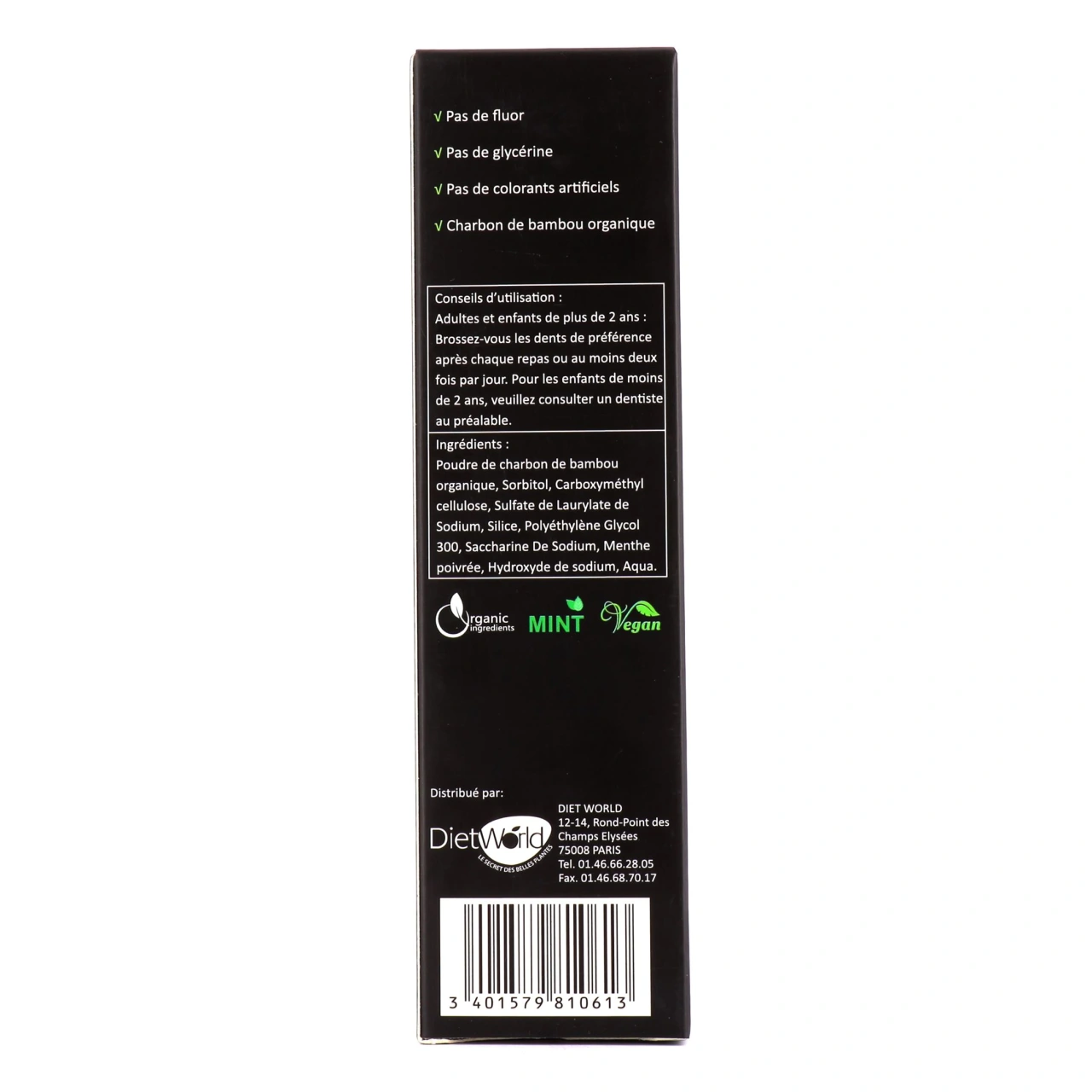 Diet World B.Smile Dentifrice Blancheur Charbon Actif Goût Menthe - Vue 5