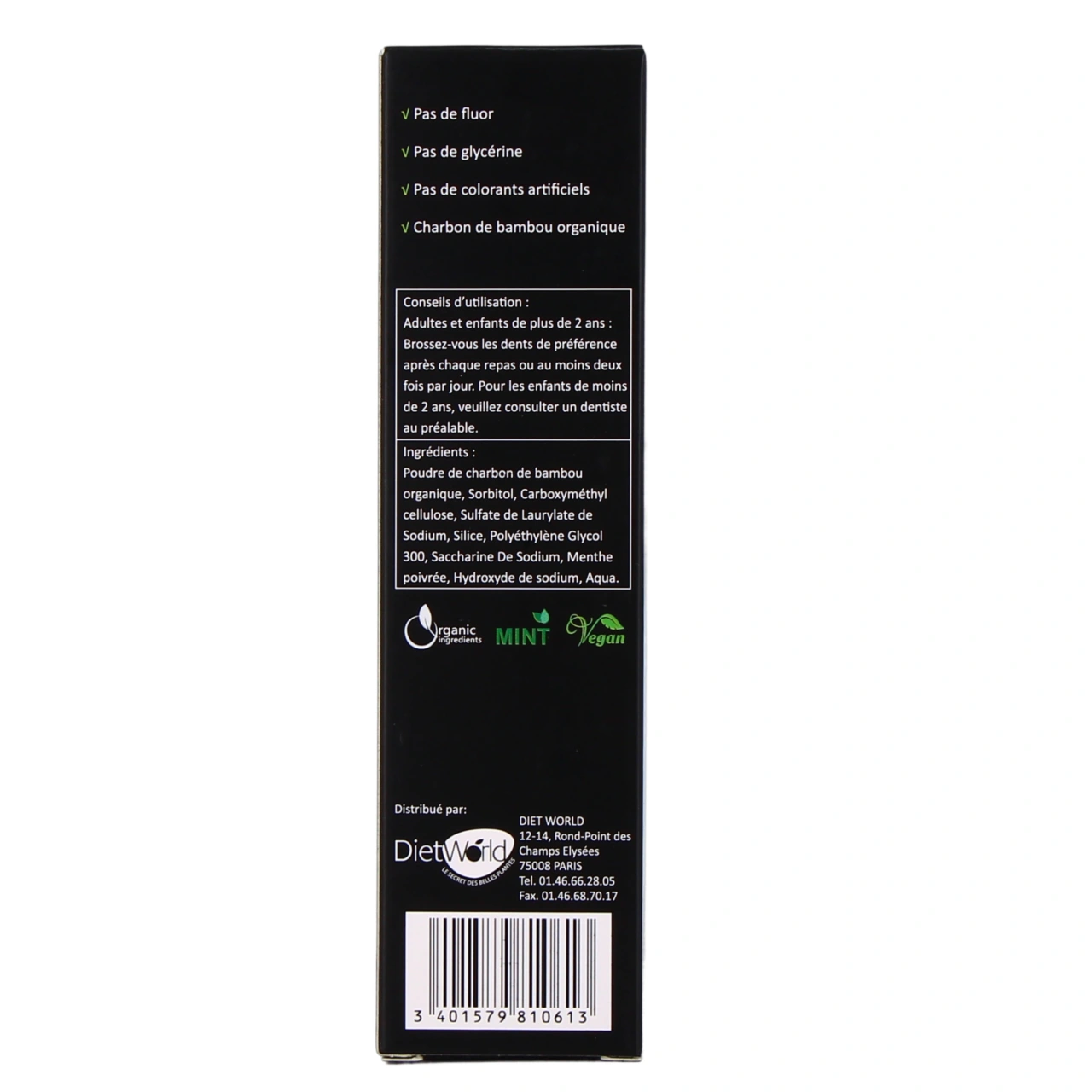 Diet World B.Smile Dentifrice Blancheur Charbon Actif Goût Menthe - Vue 3