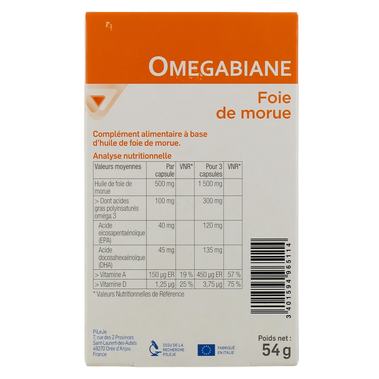 Pileje Omegabiane Foie de Morue - Vue 3
