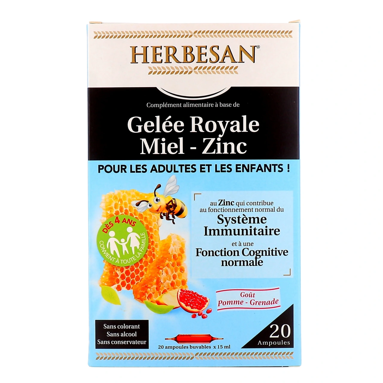 Herbesan Gelée Royale Miel Zinc - Vue 2