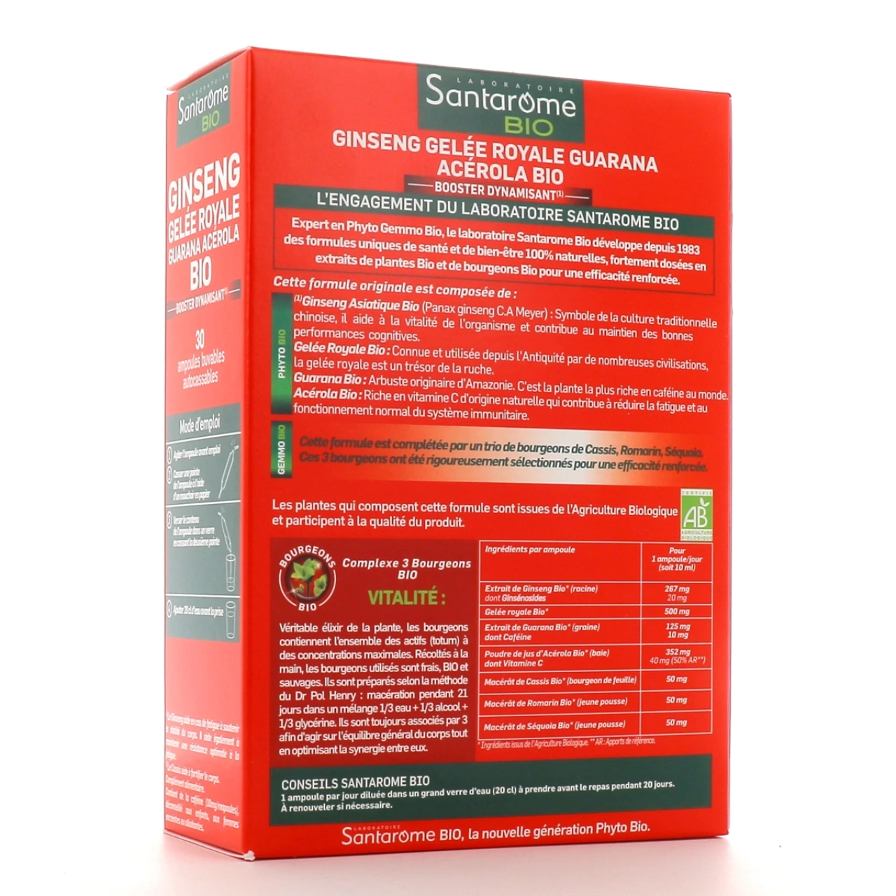 Santarome Bio Ginseng Gelée Royale Guarana Acérola - Vue 2