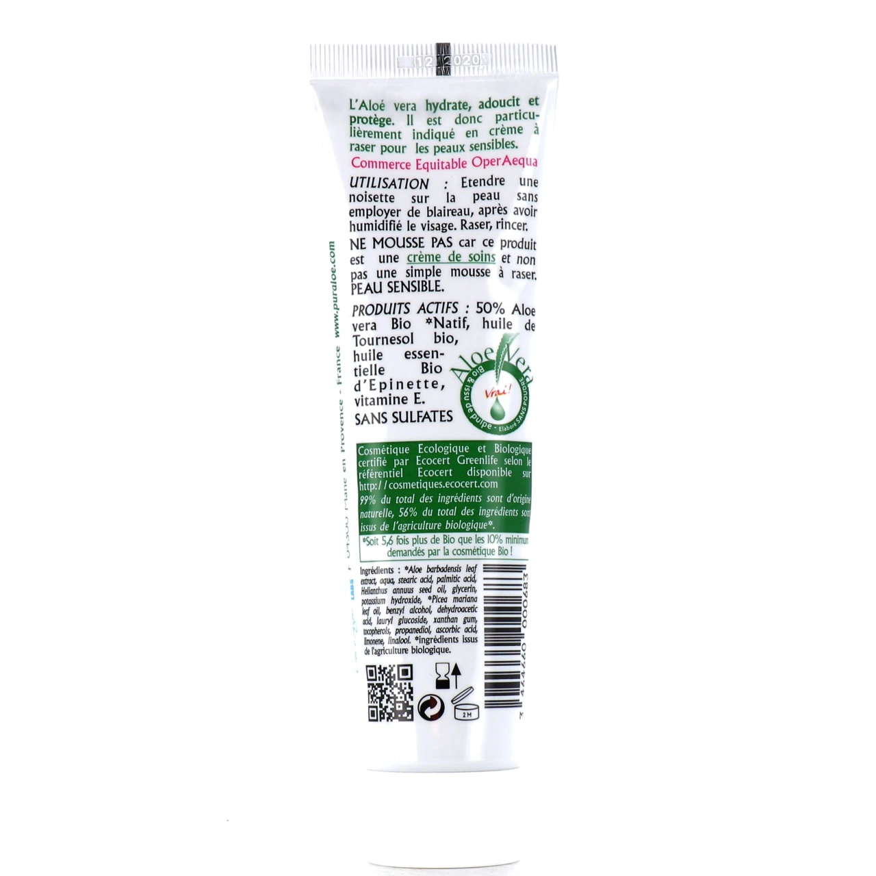 Pur Aloé Crème à Raser Bio 50 % Aloé Vera Natif - Vue 4