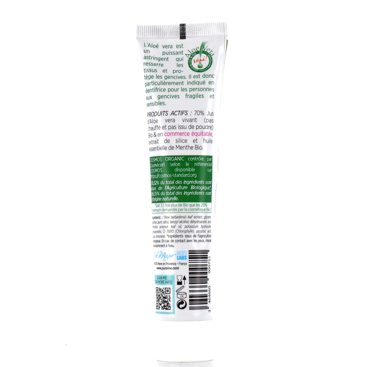 Pur Aloé Dentifrice Menthe Bio 70 % Aloe Vera Natif - Vue 5