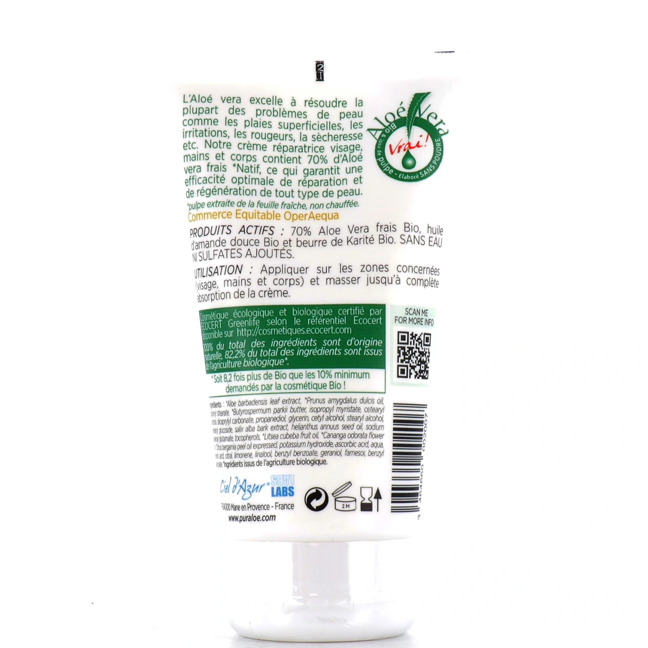 Pur Aloé Crème Réparatrice à l'Aloé Vera Bio 70% - Vue 2