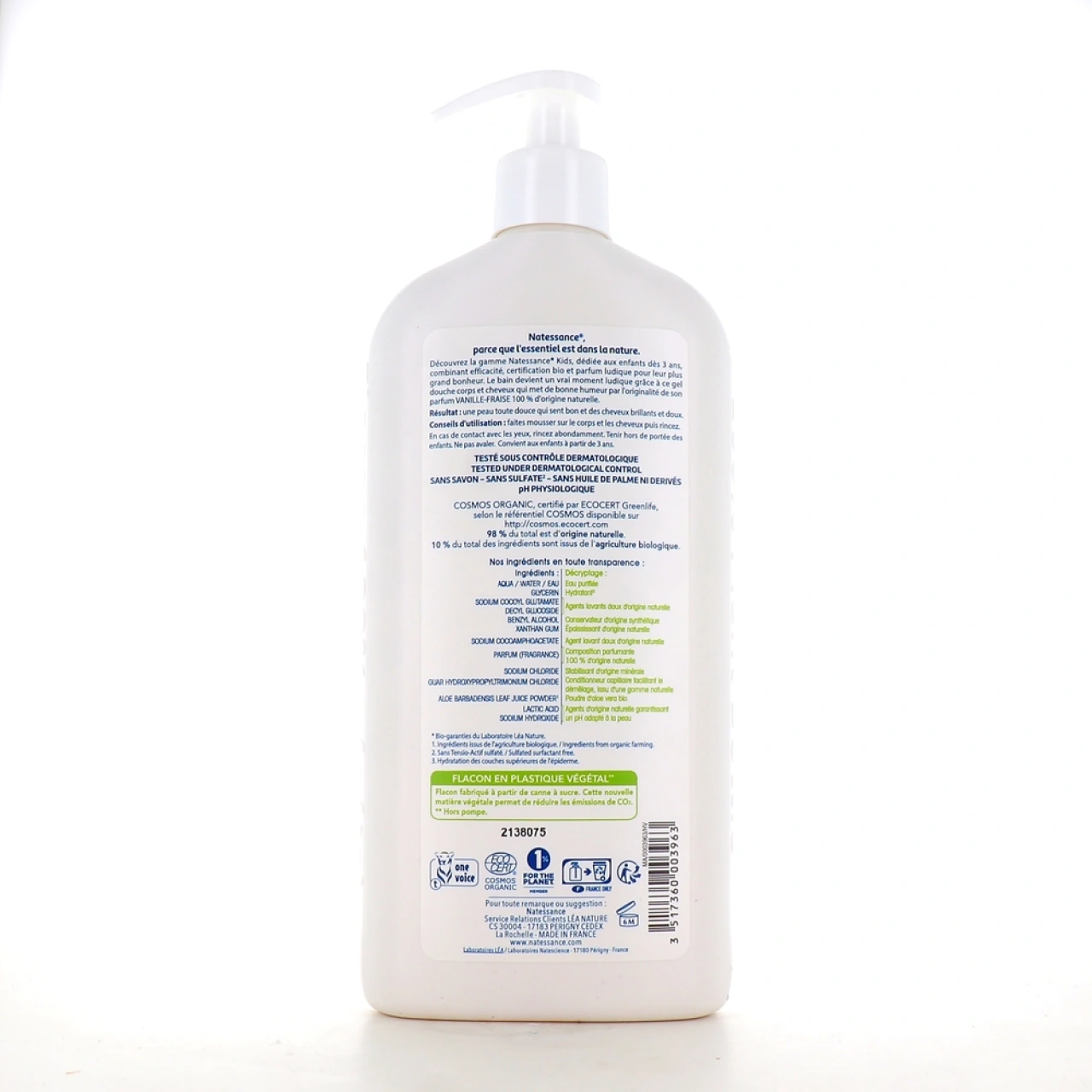 Natessance Kids Bio Gel douche corps et cheveux Vanille Fraise - Vue 2