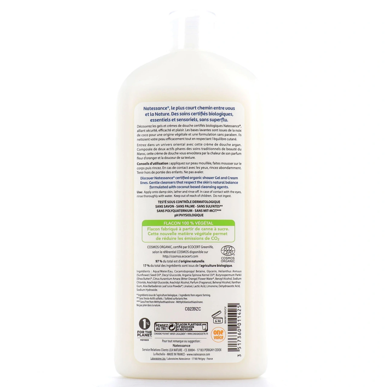 Natessance Crème de douche Argan-Fleur d'Oranger Bio - Vue 2