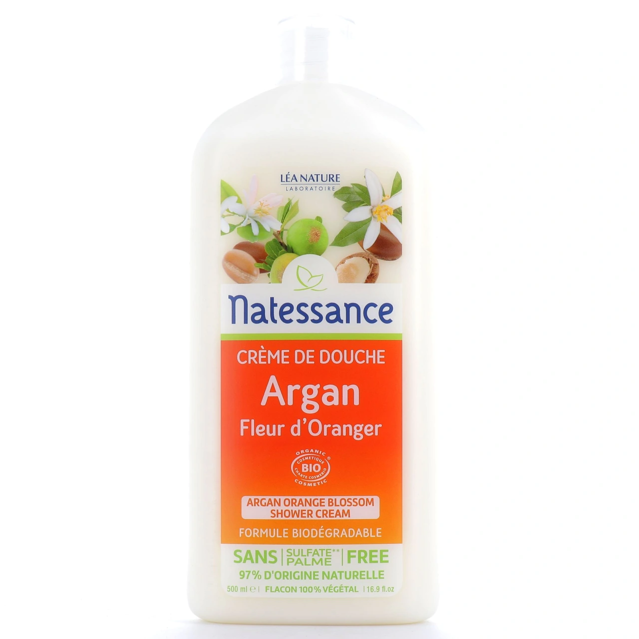 Natessance Crème de douche Argan-Fleur d'Oranger Bio - Natessance