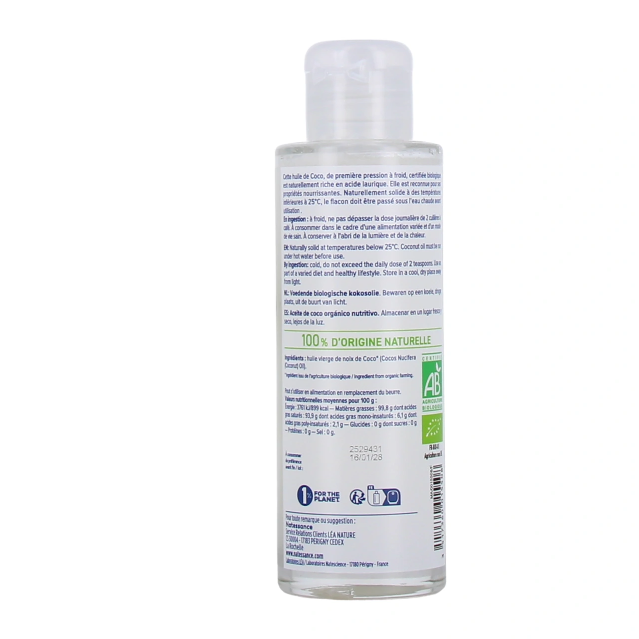 Natessance Huile de Coco Bio 100% pure - Vue 3