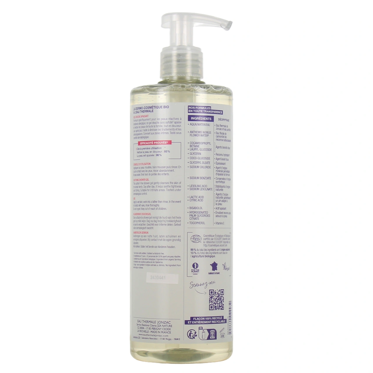 Jonzac Gel douche non parfumé haute tolérance - Vue 3