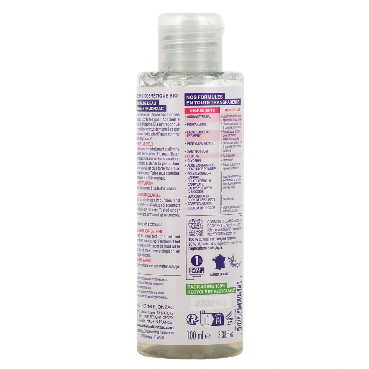 Jonzac Reactive Control Gelée Micellaire Yeux Bio - Vue 3