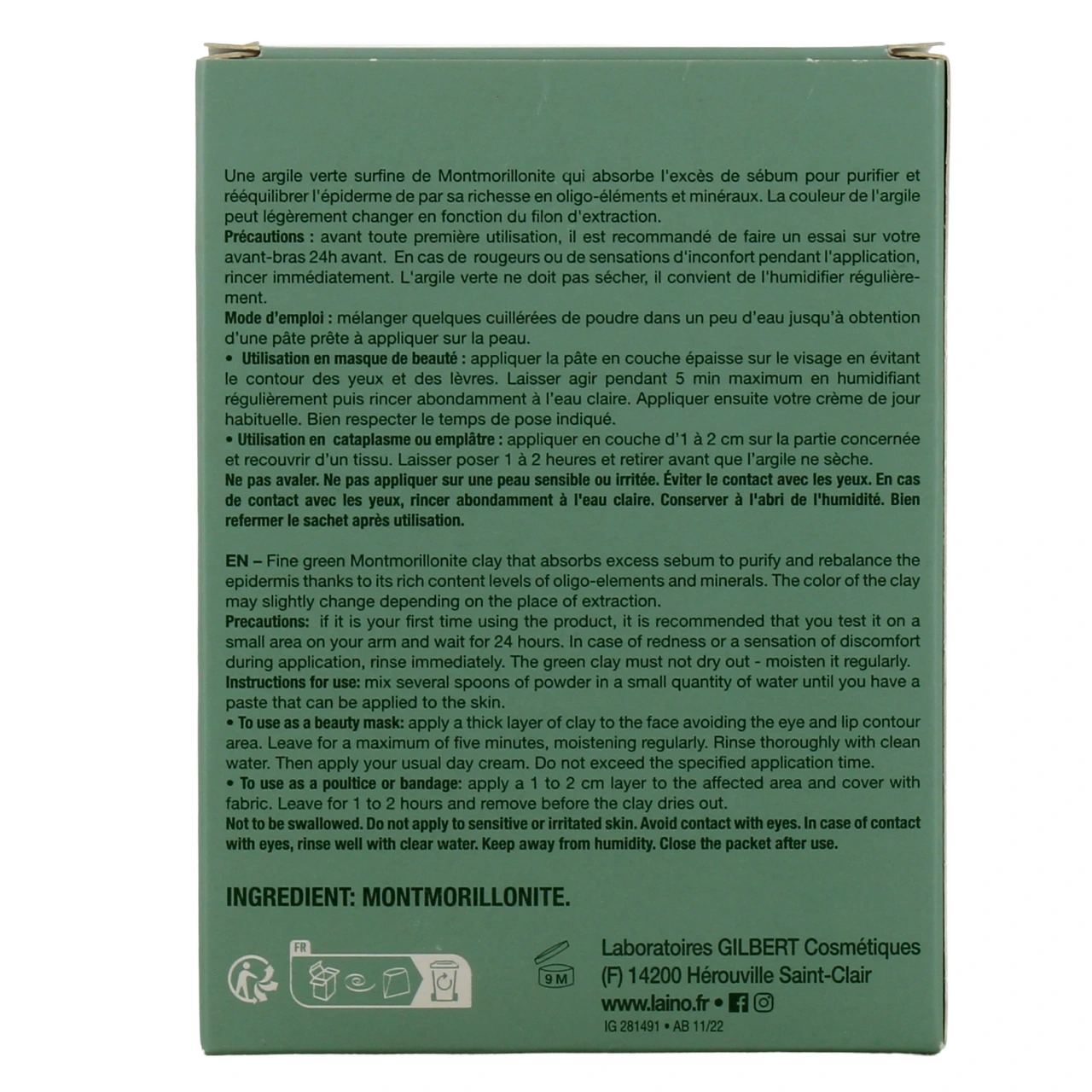 Laino Masque et Cataplasme Argile Verte Surfine - Vue 3
