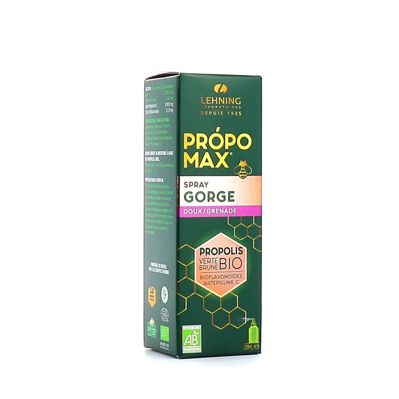 Lehning Propomax Spray Gorge Doux Grenade Propolis Bio - Propomax