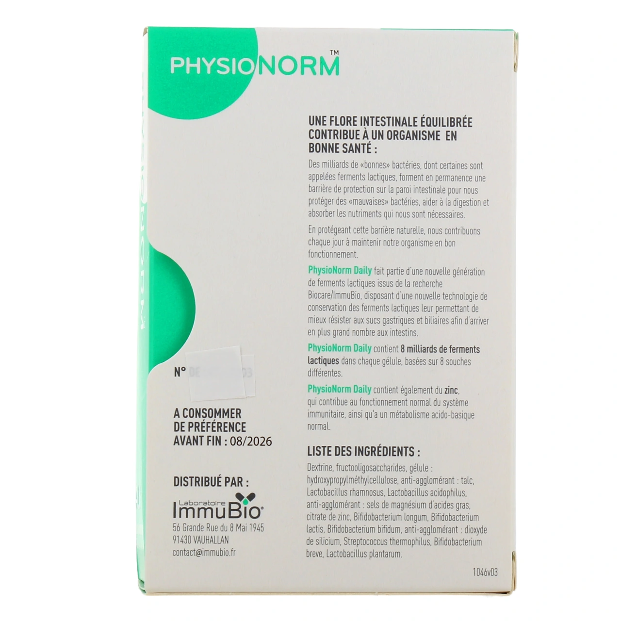 Immubio Physionorm Daily - Vue 3