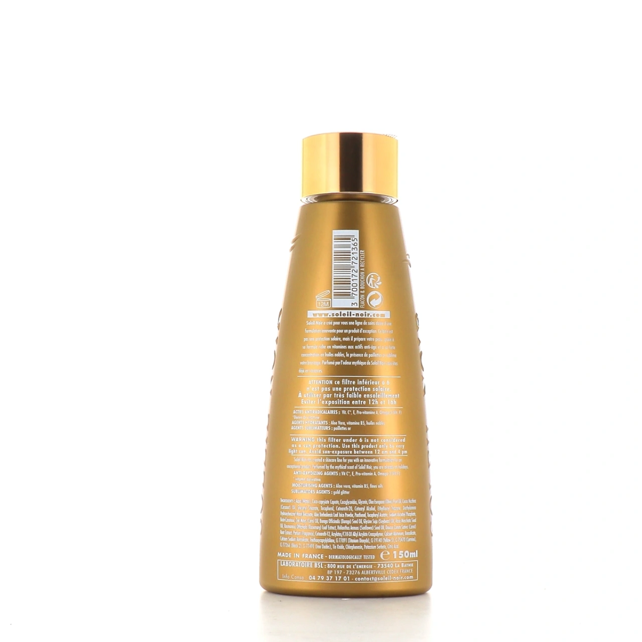 Soleil Noir Lait Vitaminé Pailleté Or Sublimateur de Bronzage - Vue 2
