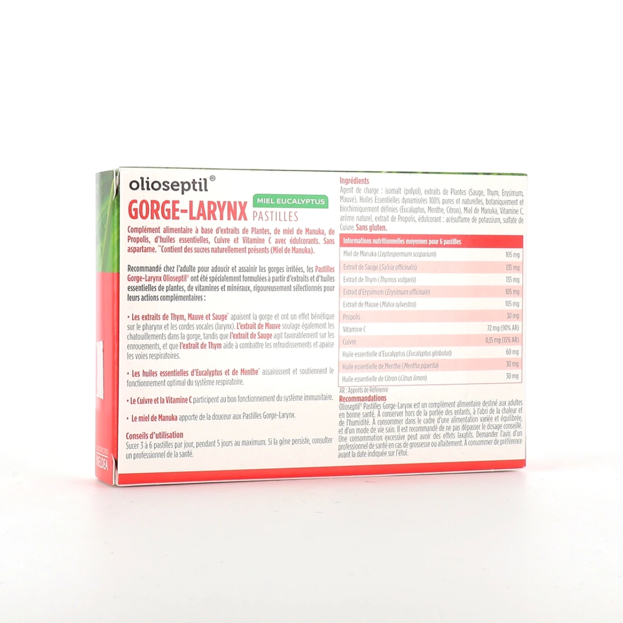 Olioseptil Pastilles Gorge Larynx Miel Eucalyptus - Vue 2