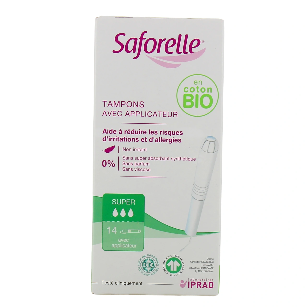 Saforelle Tampons avec applicateur Coton Bio - Vue 2
