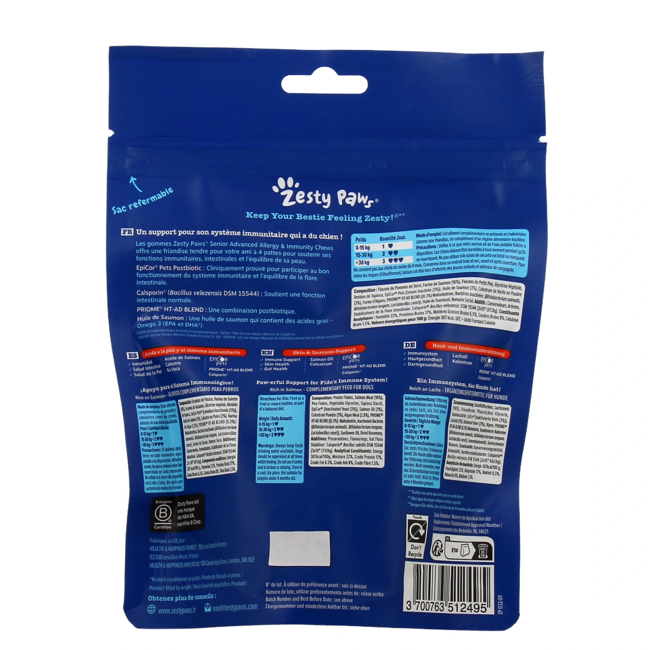 Zesty Paws Senior Advanced Soutien immunitaire et peau - Vue 3
