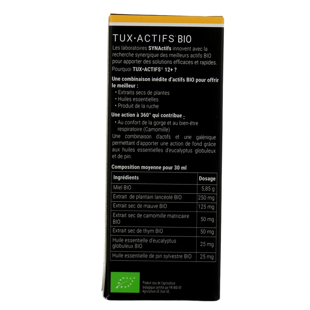 Synactifs Tux Actifs Sirop Toux Bio 12+ - Vue 3
