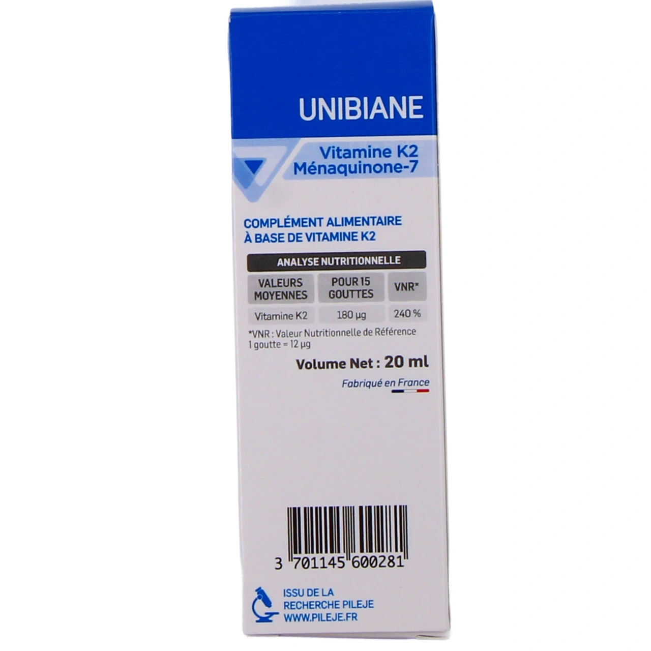 Unibiane Vitamine K2 Ménaquinone-7 - Vue 3