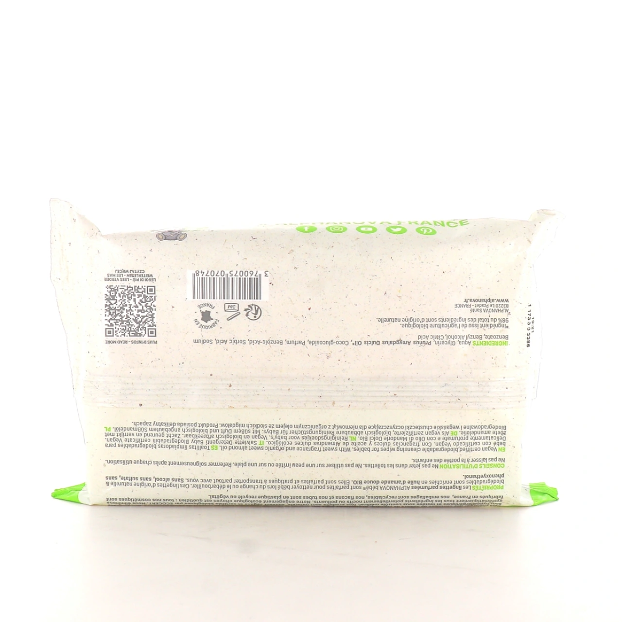 Alphanova Bébé Bio Lingettes Nettoyantes Biodégradables - Vue 2