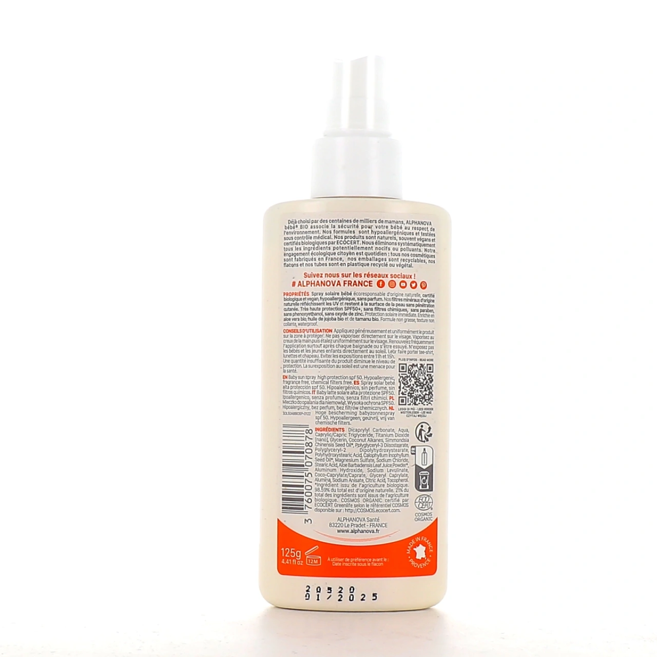 Alphanova Bébé Spray Solaire Bio SPF 50 - Vue 2